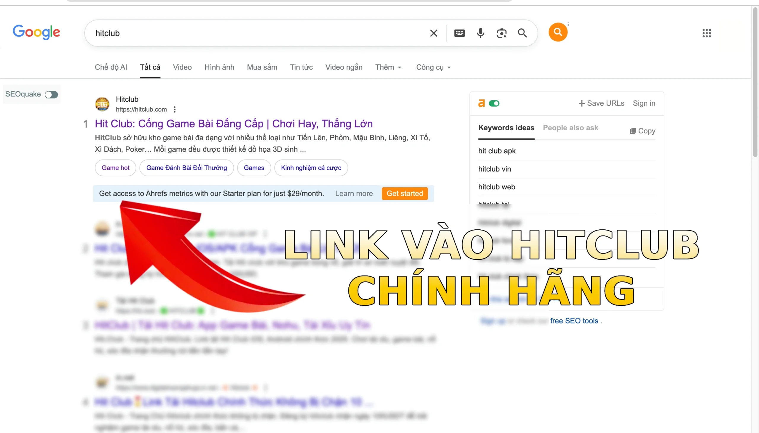 Hướng dẫn nhận biết link vào HITCLUB